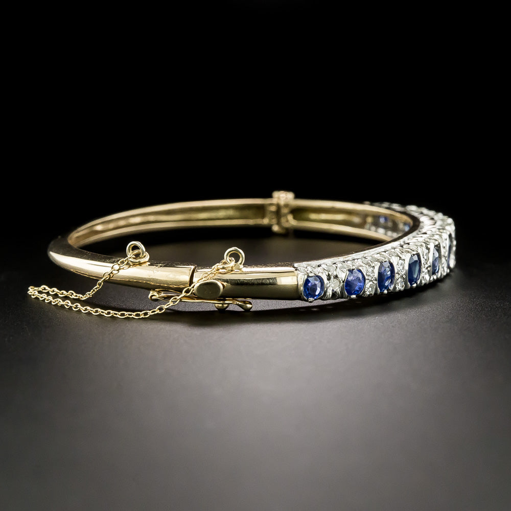 Estate Sapphire and Diamond Bangle Bracelet - 4
