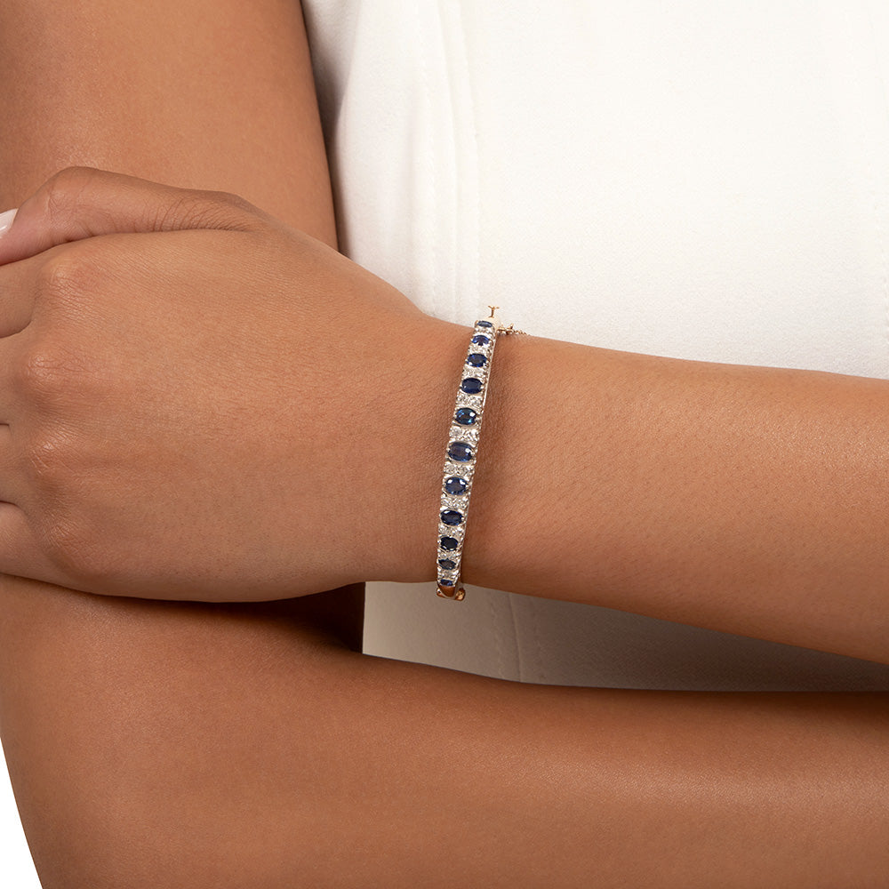 Estate Sapphire and Diamond Bangle Bracelet - 5