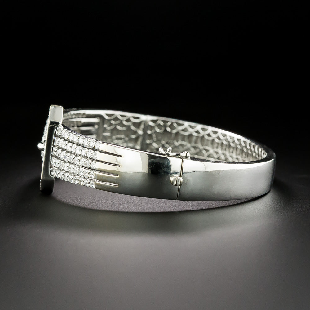 Estate Sapphire and Diamond Buckle Bangle Bracelet - 3
