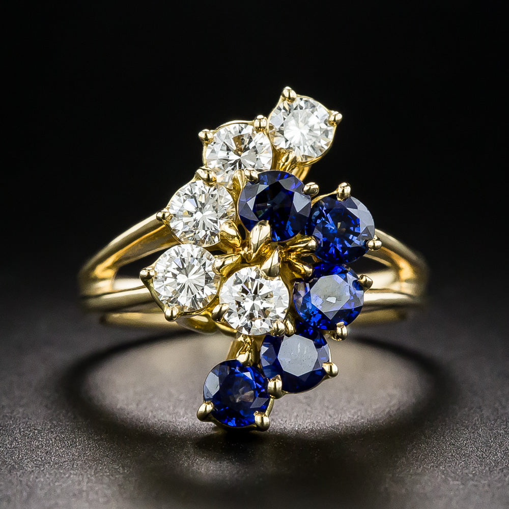 Estate Sapphire and Diamond Bypass Cocktail Ring - 3