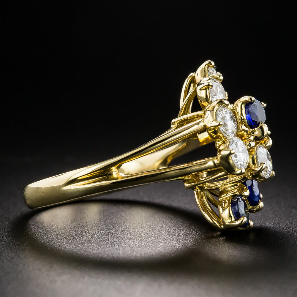 Estate Sapphire and Diamond Bypass Cocktail Ring - 4