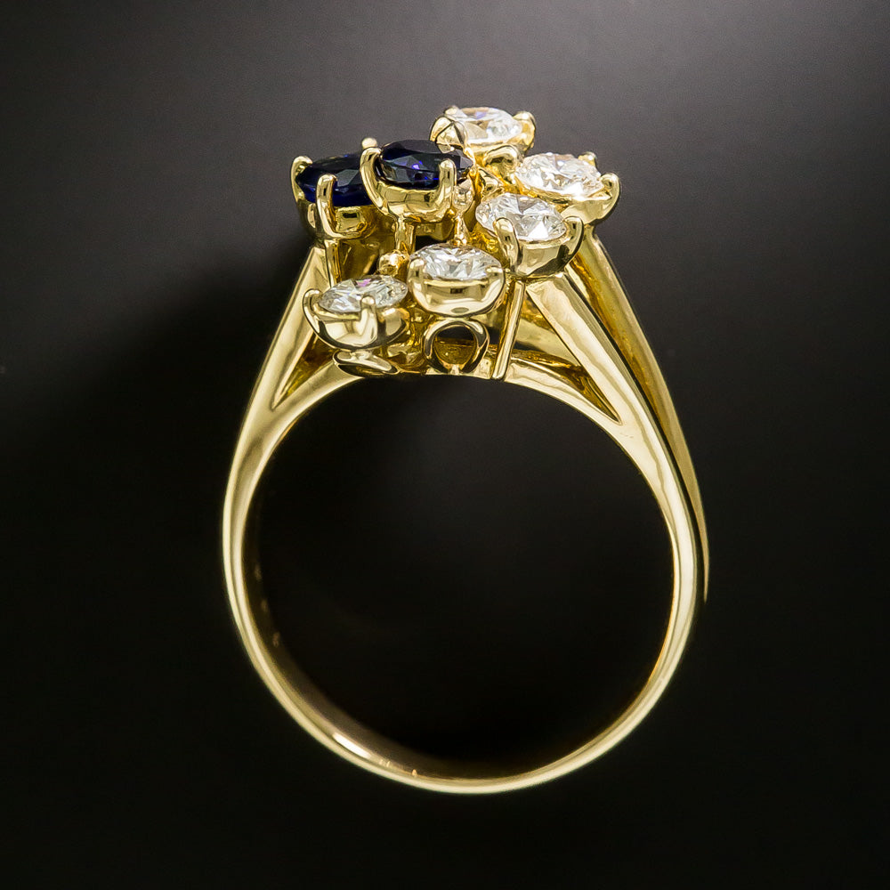 Estate Sapphire and Diamond Bypass Cocktail Ring - 5