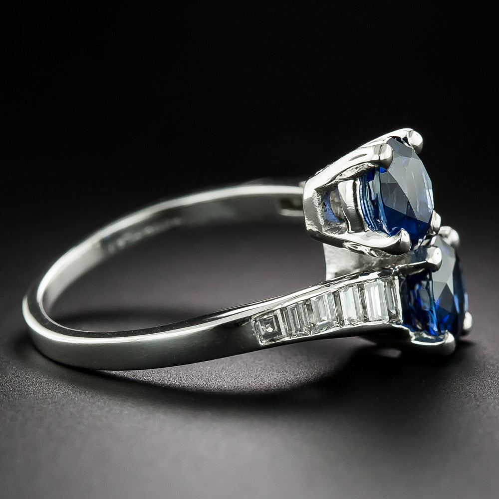 Estate Sapphire and Diamond Bypass Ring - GIA - 4