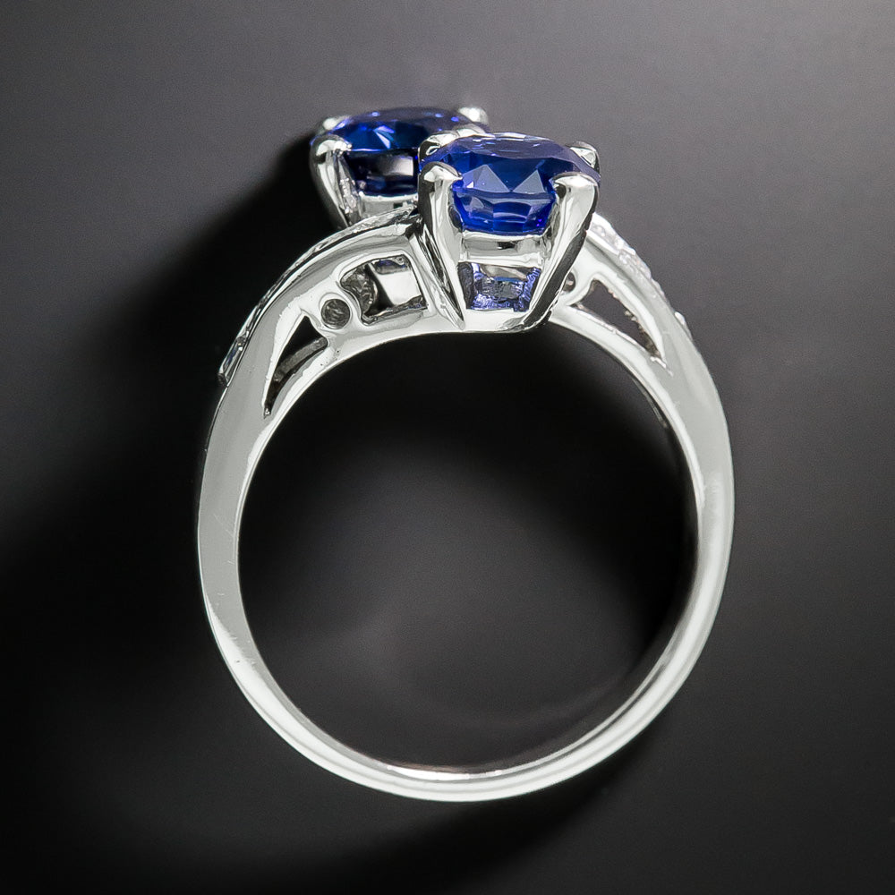 Estate Sapphire and Diamond Bypass Ring - GIA - 5