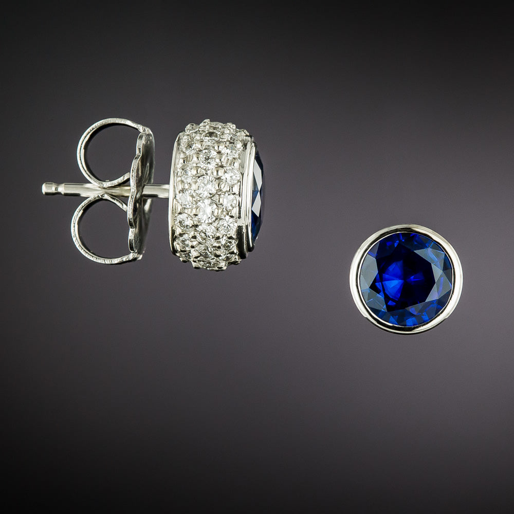 Estate Sapphire and Diamond Convertible Stud Earrings - 3