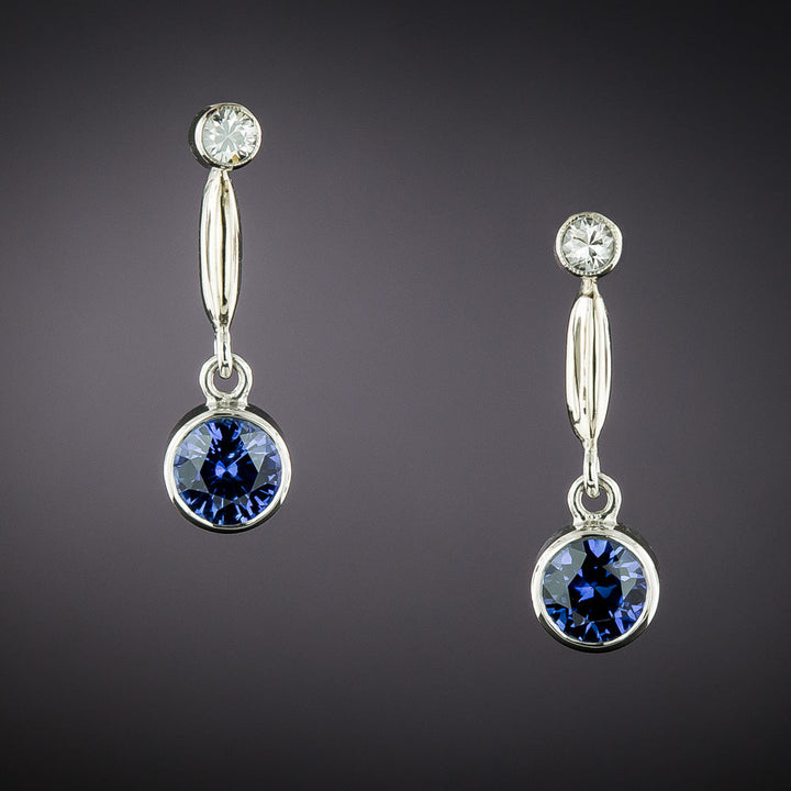 Estate Sapphire and Diamond Drop Earrings