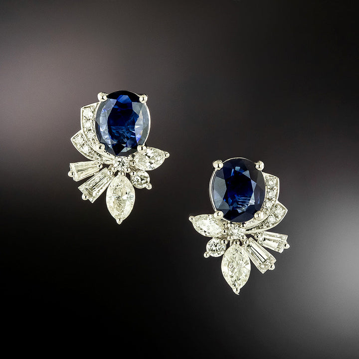 Estate Sapphire and Diamond Earrings