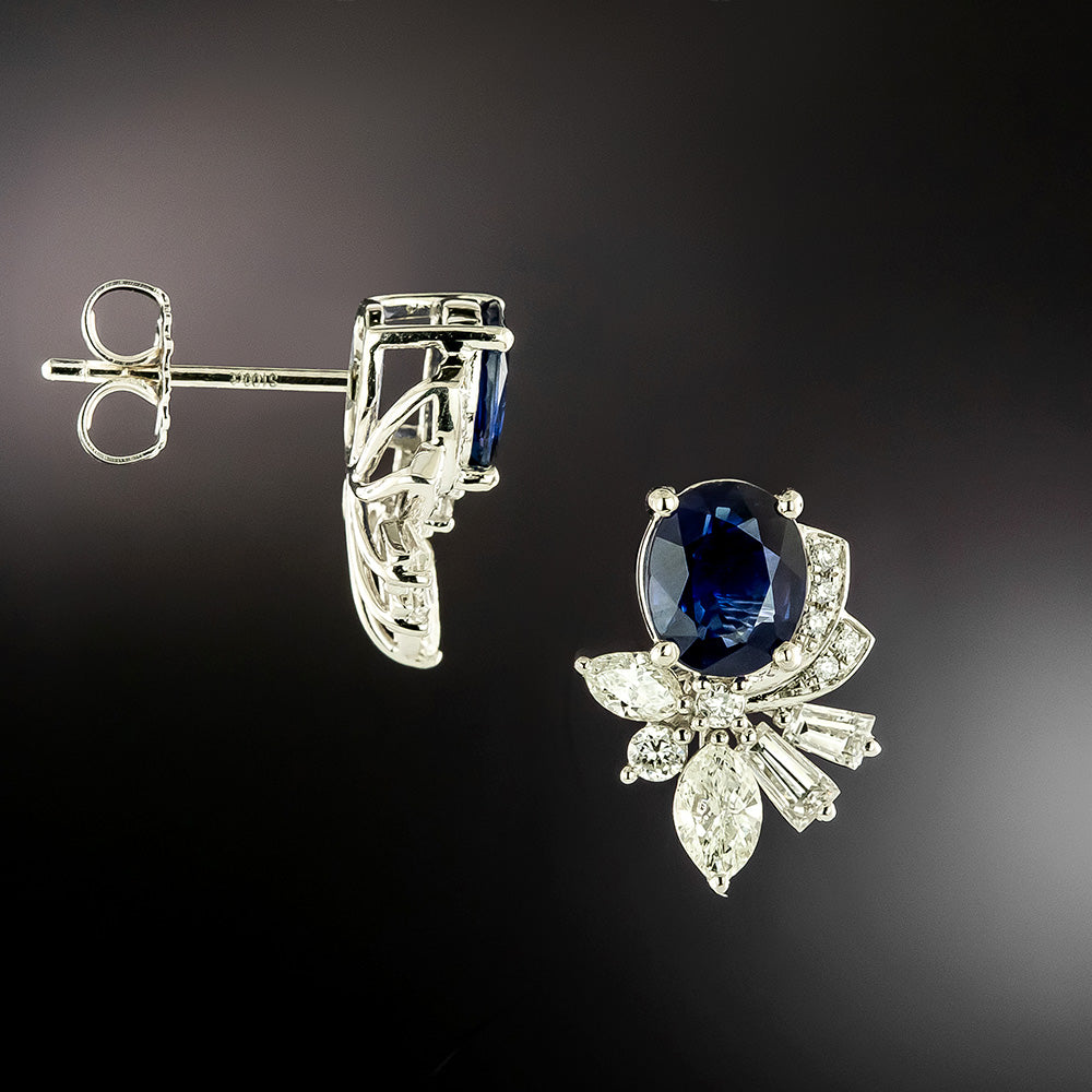 Estate Sapphire and Diamond Earrings - 3