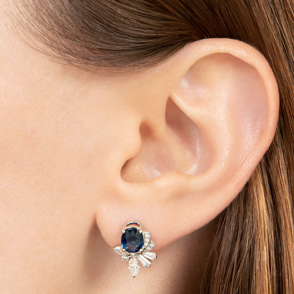 Estate Sapphire and Diamond Earrings - 4
