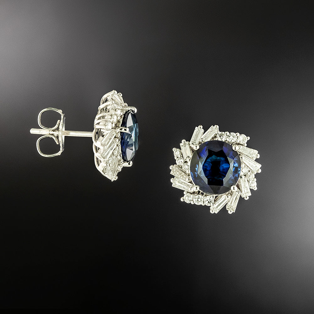 Estate Sapphire and Diamond Earrings - GIA  - 3