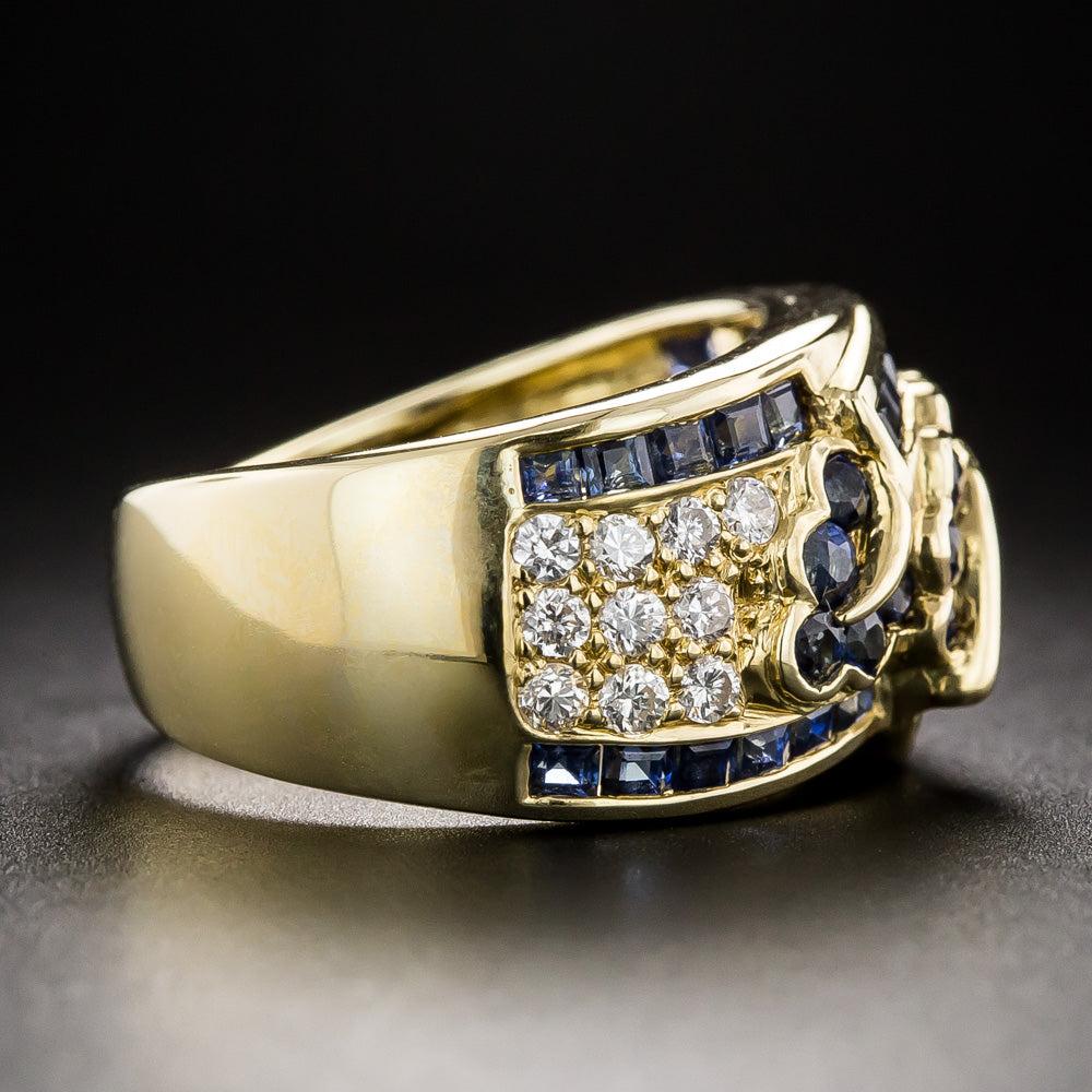 Estate Sapphire and Diamond Leaf Ring - 4