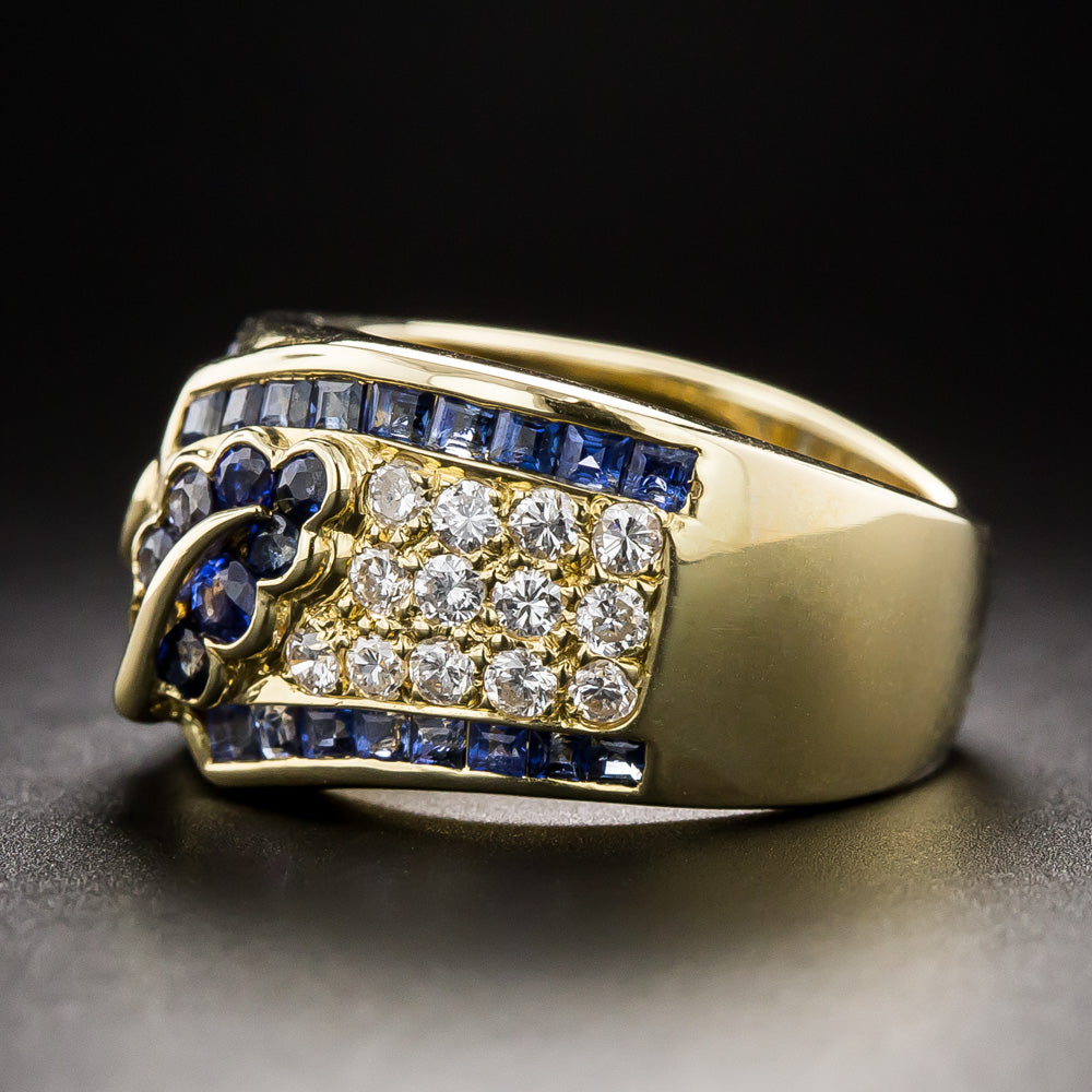 Estate Sapphire and Diamond Leaf Ring - 5