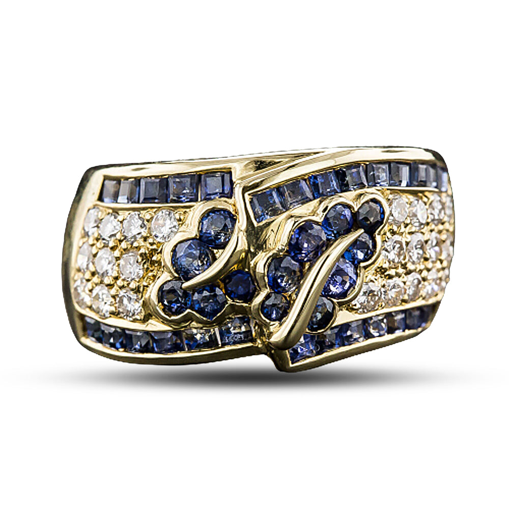 Estate Sapphire and Diamond Leaf Ring - 5