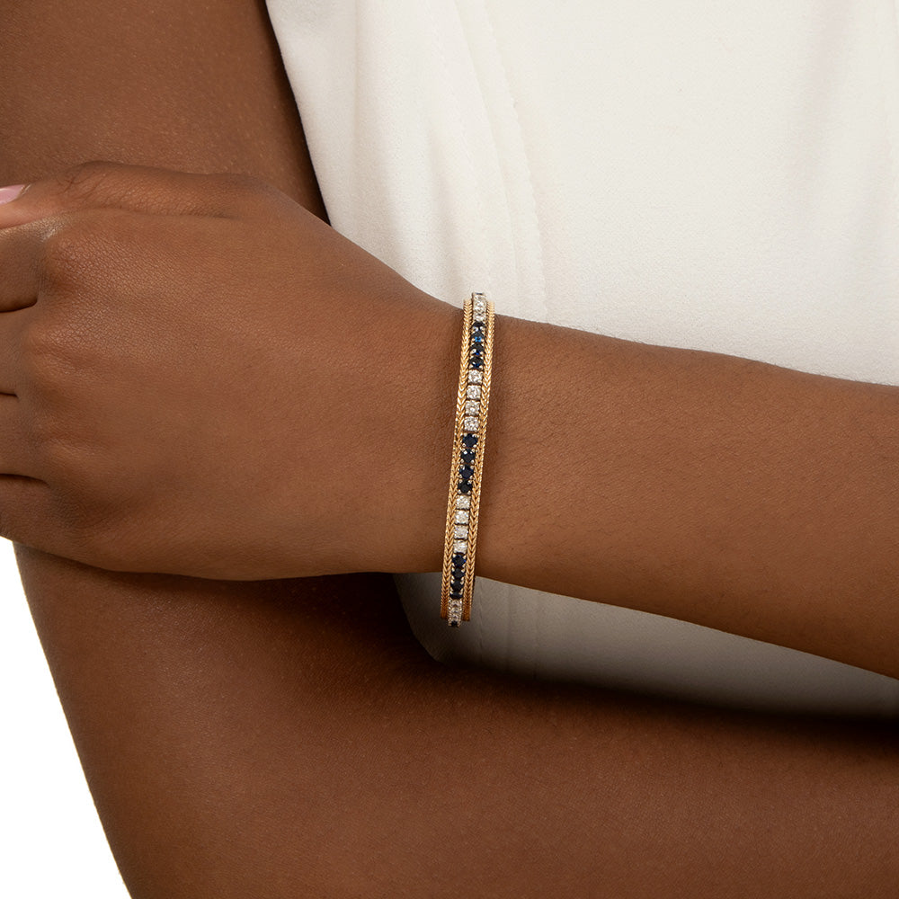 Estate Sapphire and Diamond Line Bracelet - 3