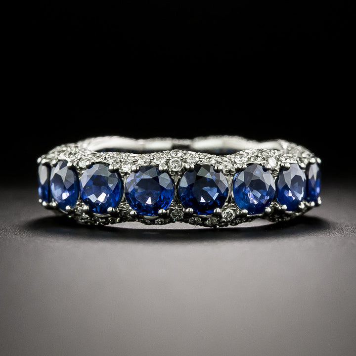 Estate Sapphire and Diamond-Sided Eternity Band, Size 6