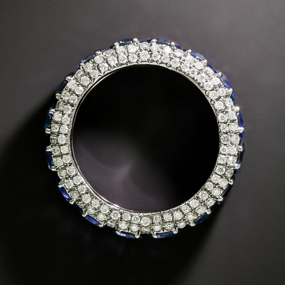 Estate Sapphire and Diamond-Sided Eternity Band, Size 6 - 4