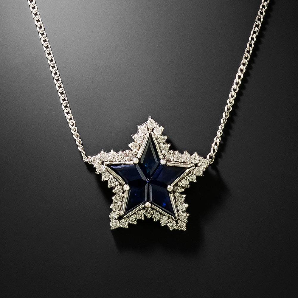 Estate Sapphire and Diamond Star Pendant - 2