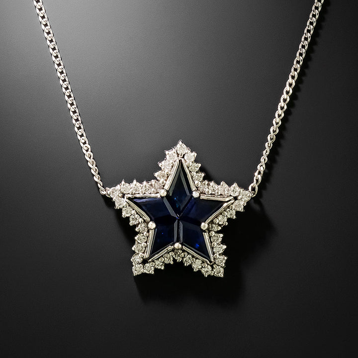 Estate Sapphire and Diamond Star Pendant