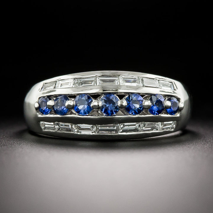 Estate Sapphire and Diamond Three-Row Ring