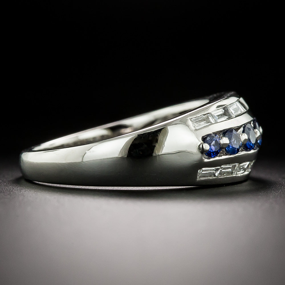 Estate Sapphire and Diamond Three-Row Ring - 3