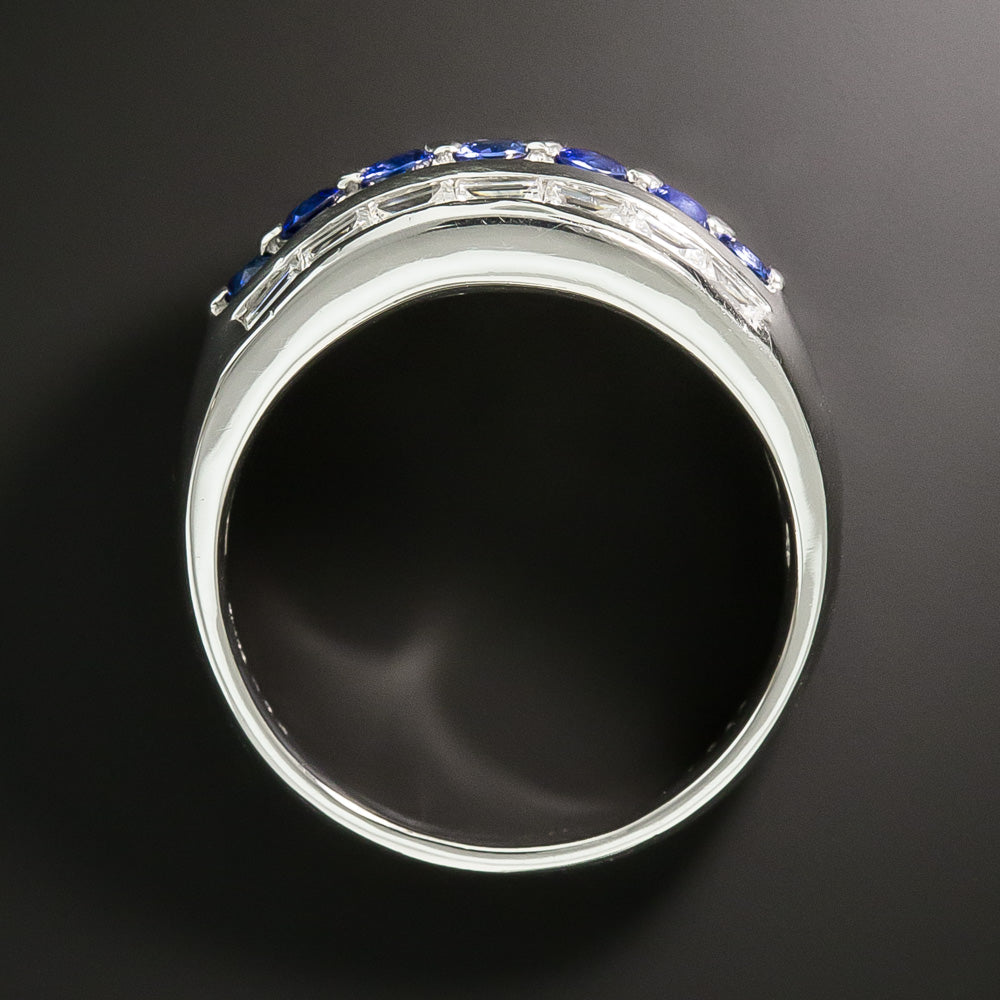 Estate Sapphire and Diamond Three-Row Ring - 4