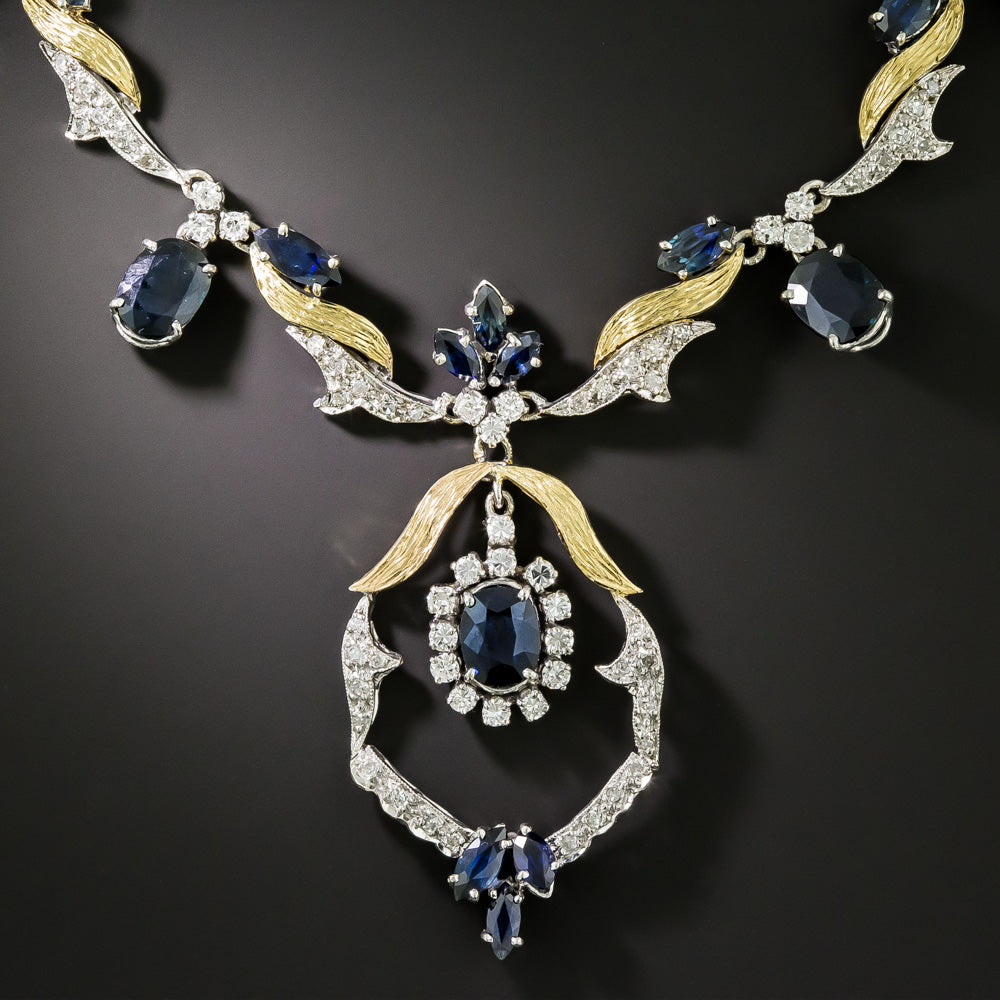 Estate Sapphire and Diamond Two-Tone Necklace - 3