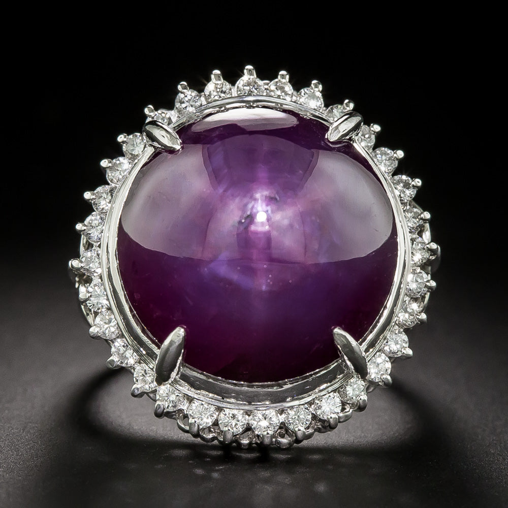 Estate Star Ruby and Diamond Halo Ring - 2
