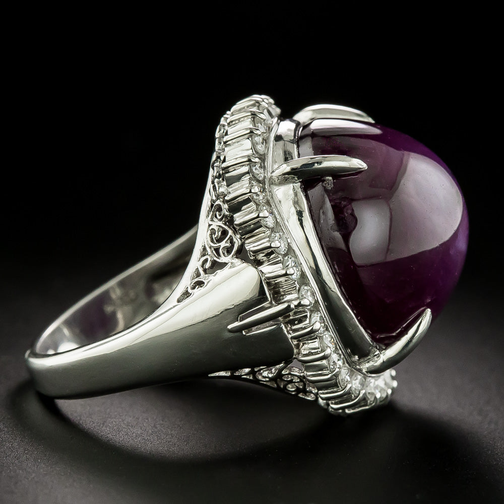 Estate Star Ruby and Diamond Halo Ring - 3