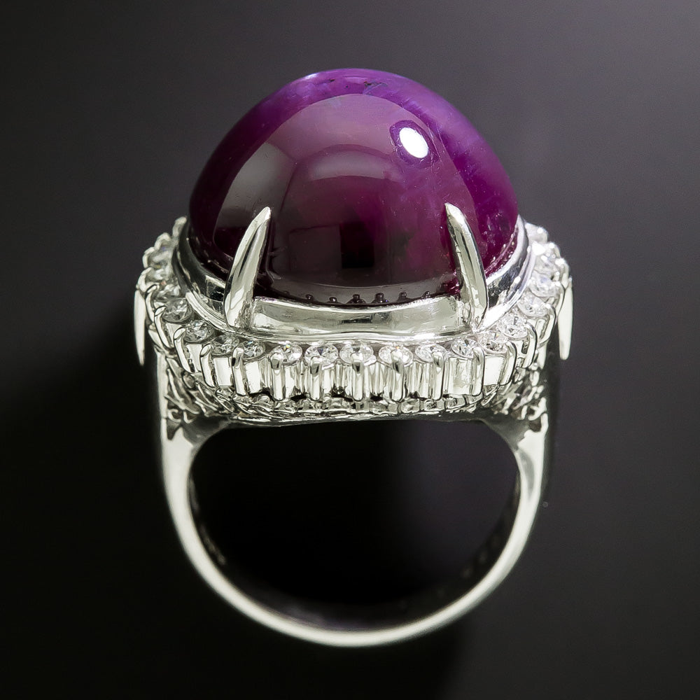 Estate Star Ruby and Diamond Halo Ring - 4