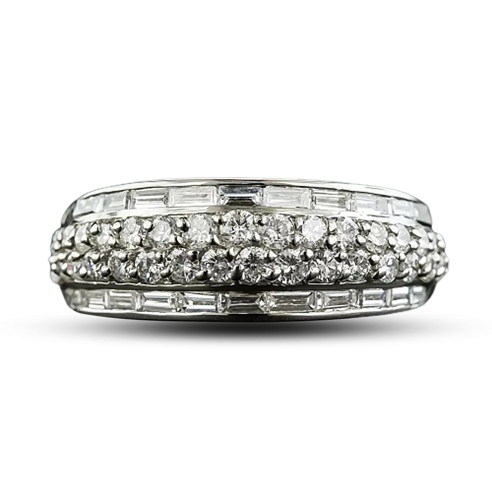 Estate Three-Row Diamond Band Ring - 4