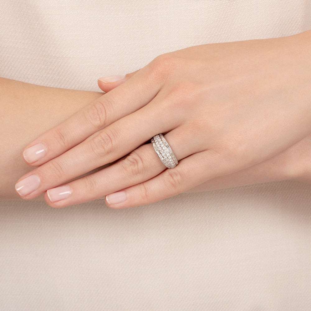 Estate Three-Row Diamond Band Ring - 5