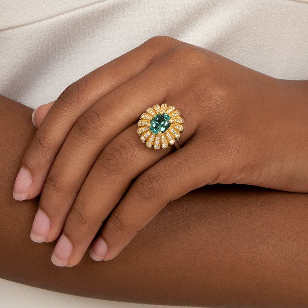 Estate Tourmaline and Diamond Ring - 5