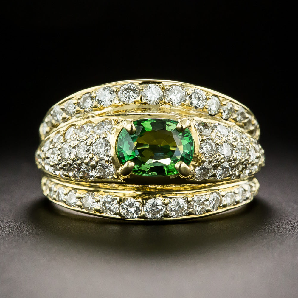 Estate Tourmaline and Pavé Diamond Ring - 2