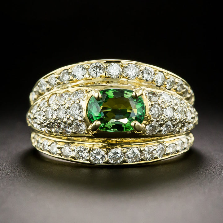 Estate Tourmaline and Pavé Diamond Ring