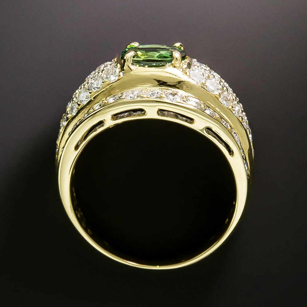 Estate Tourmaline and Pavé Diamond Ring - 4