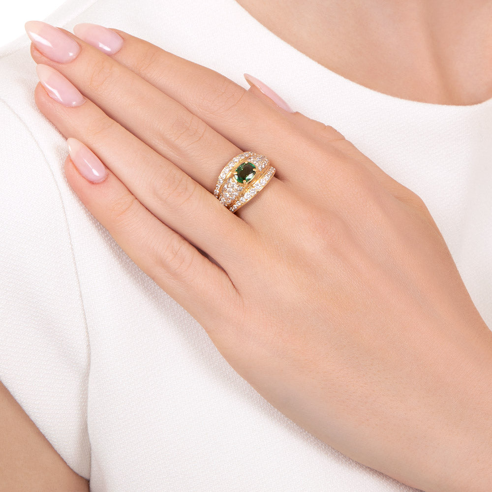 Estate Tourmaline and Pavé Diamond Ring - 5