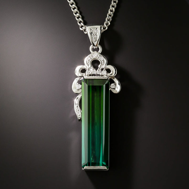 Estate Tourmaline Bar and Diamond Necklace