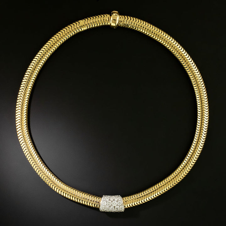Estate Tubogas Necklace with Diamonds