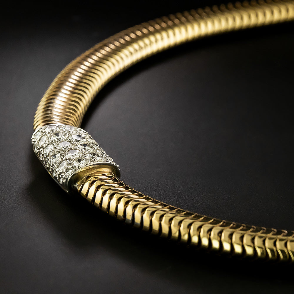 Estate Tubogas Necklace with Diamonds - 3