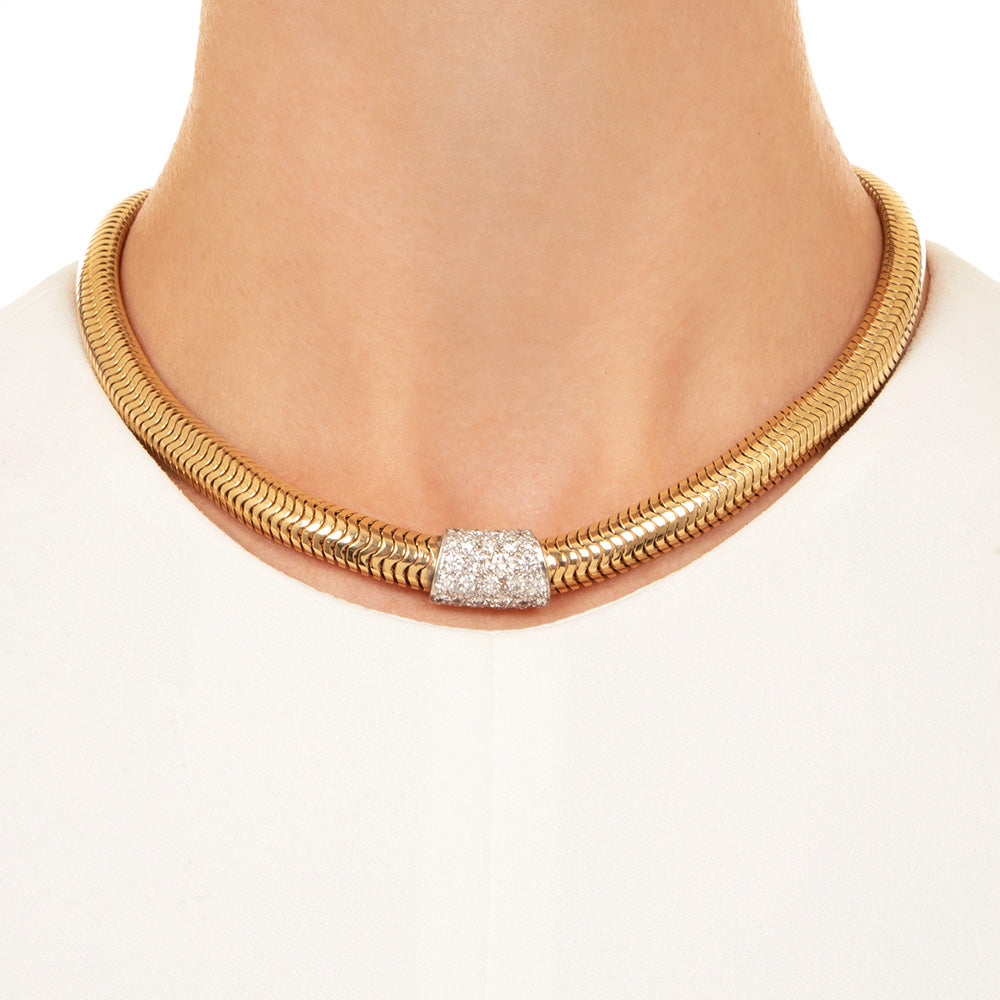 Estate Tubogas Necklace with Diamonds - 4