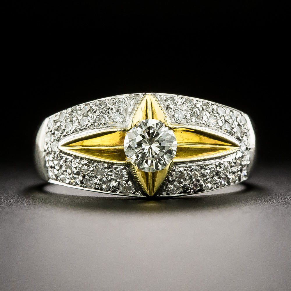 Estate Two-Tone 18K  Diamond Ring - 3