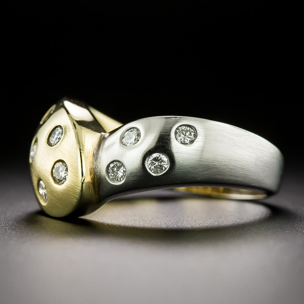 Estate Two-Tone 18K Gold Diamond Ring - 5