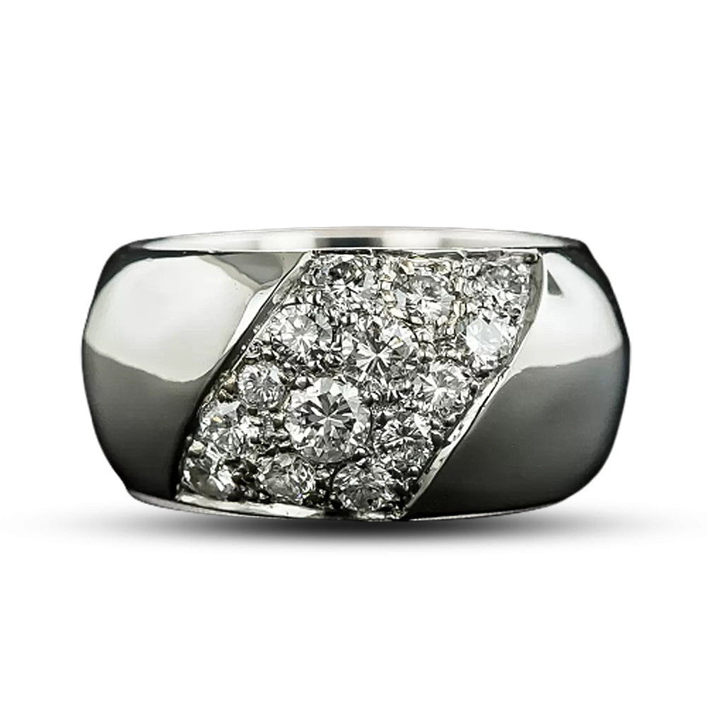 Estate Wide Diamond Stripe Band - 4
