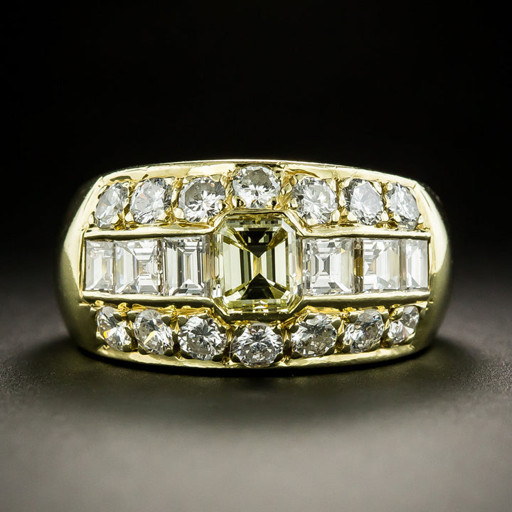 Estate Yellow and White Diamond Band Ring