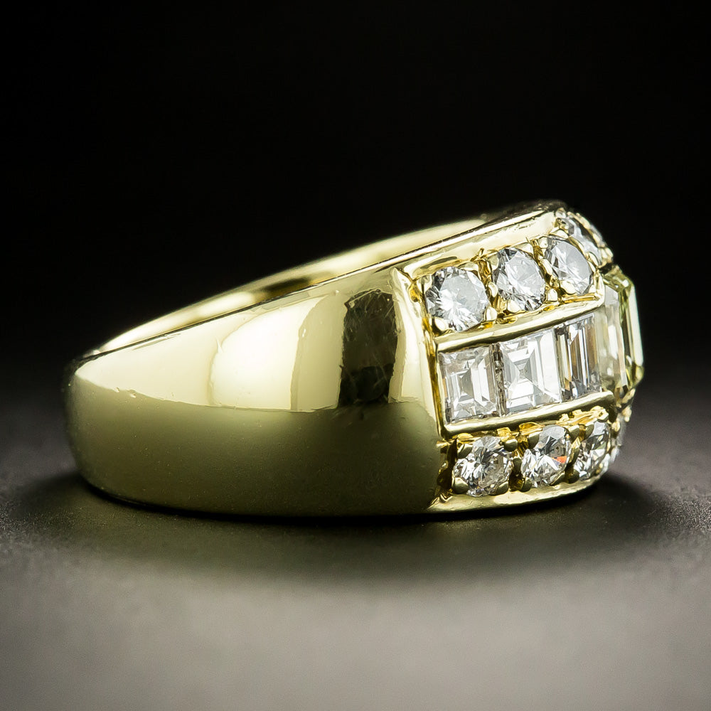 Estate Yellow and White Diamond Band Ring - 1
