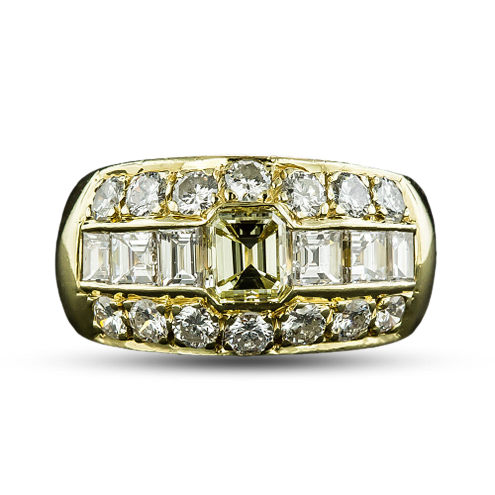 Estate Yellow and White Diamond Band Ring - 4