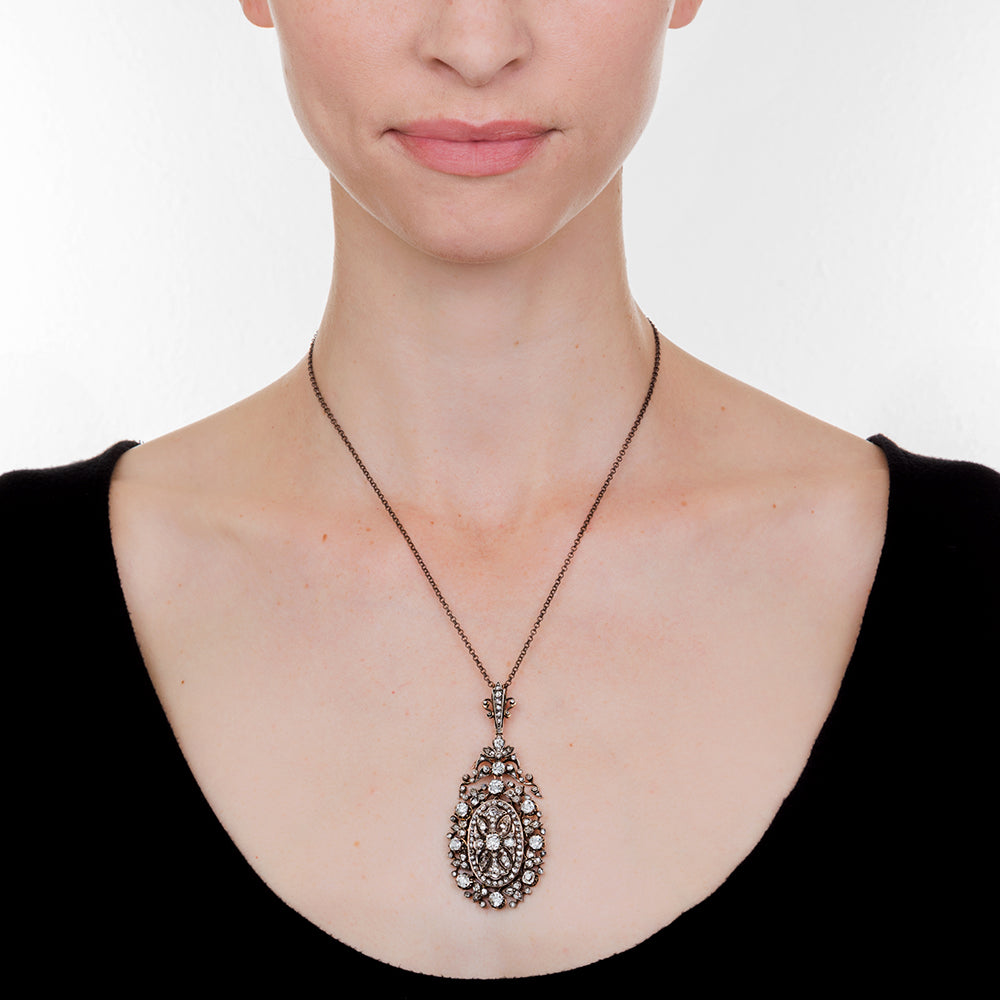 Exquisite Victorian Diamond Pendant Necklace - 8