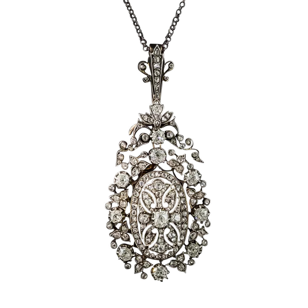 Exquisite Victorian Diamond Pendant Necklace - 4