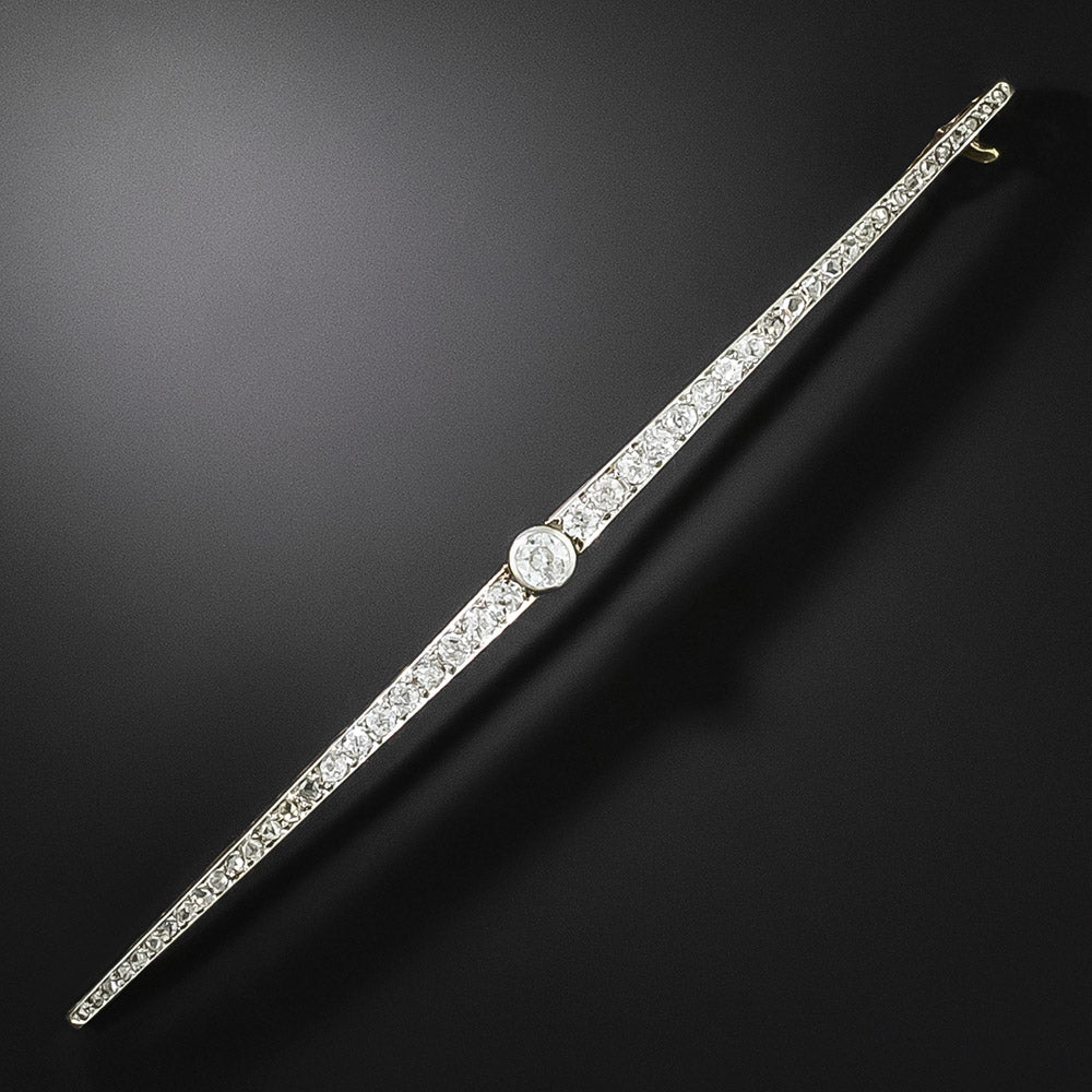 Extra Long Edwardian Diamond Bar Pin - 2