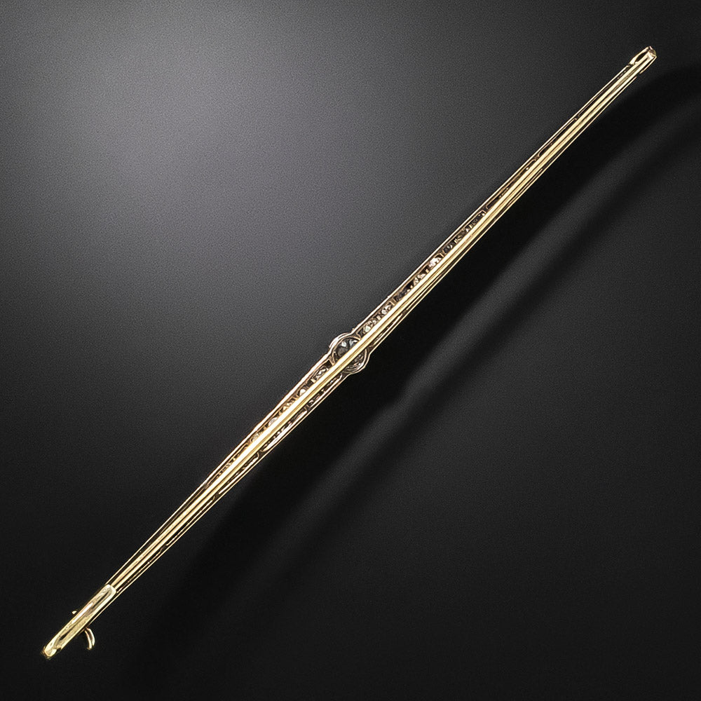 Extra Long Edwardian Diamond Bar Pin - 3